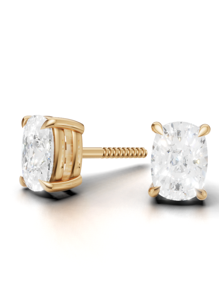Classic Cushion Diamond Four Prong Stud Earrings