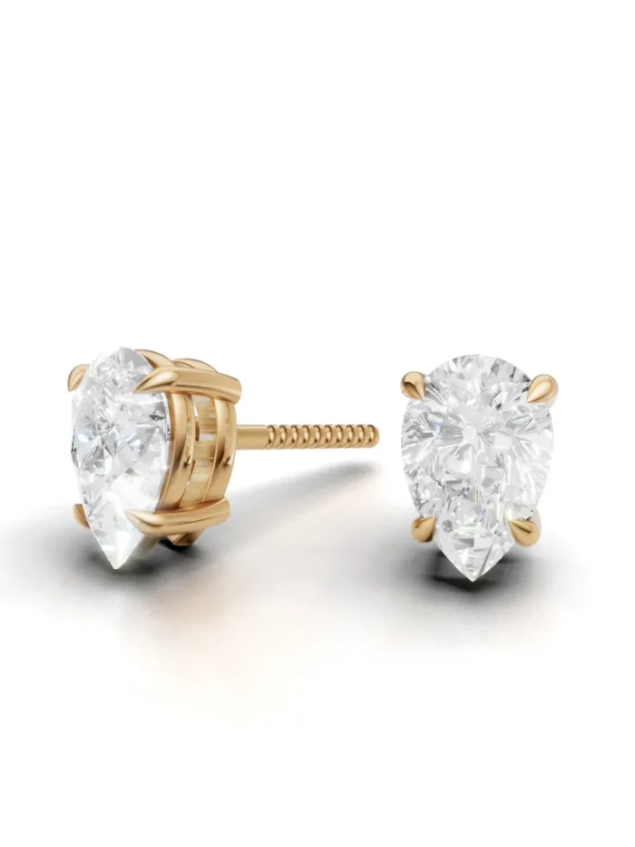 Classic Pear Diamond Four Prong Stud Earrings