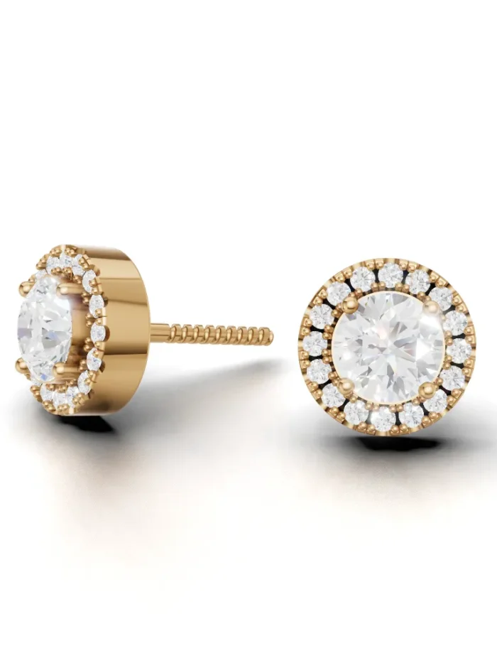 Crystal Crown Round diamond Studs
