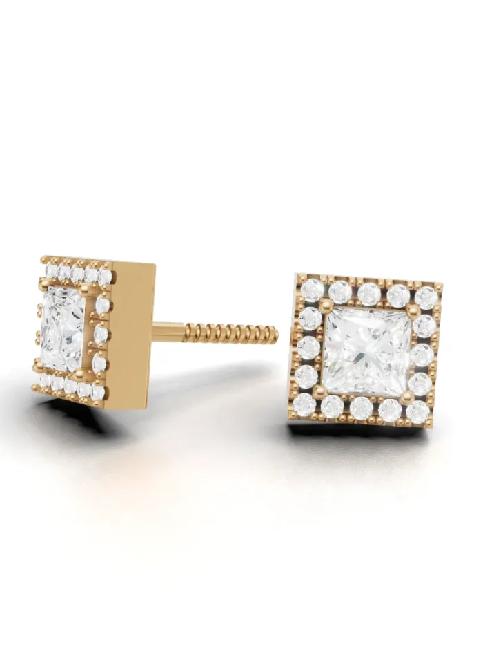 Crystal Crown Princess diamond Studs