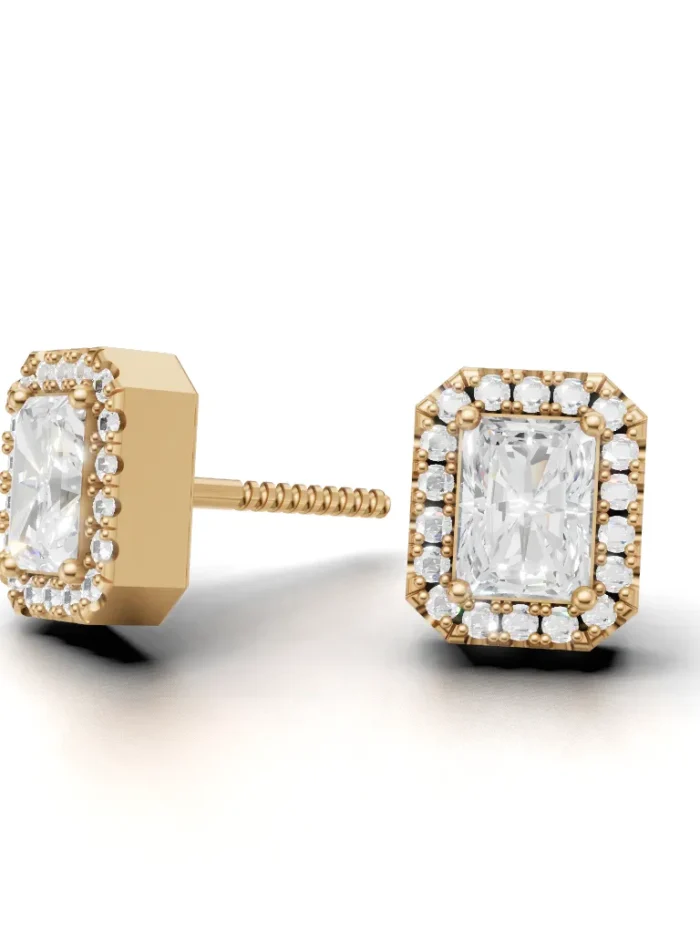 Crystal Crown Radiant diamond Studs