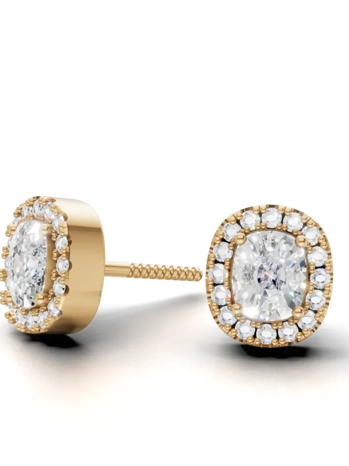 Crystal Crown Cushion diamond Studs