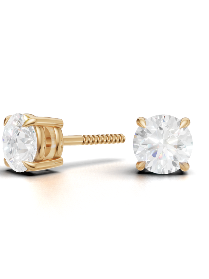 Classic Round Diamond Four Prong Stud Earrings