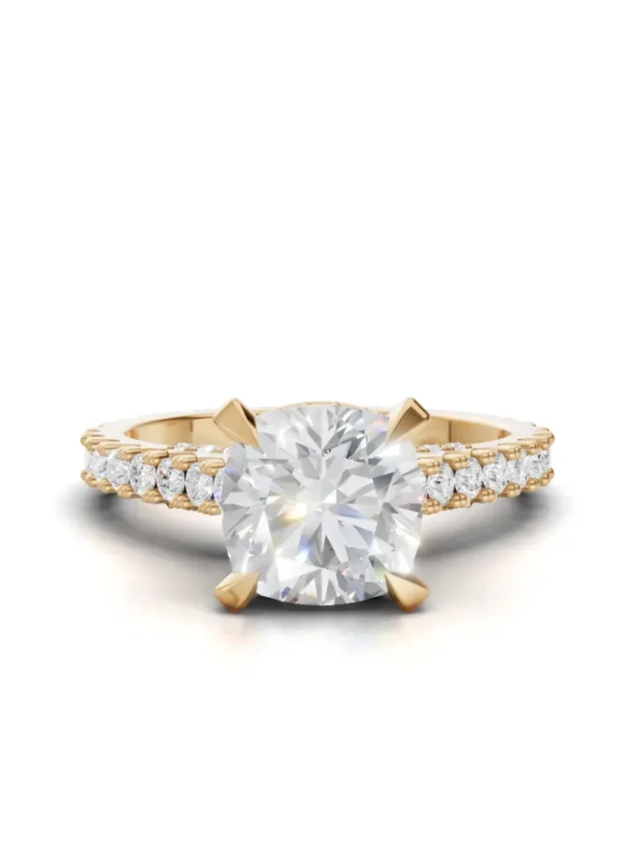 Crystal Crown Hidden Halo Engagement Ring