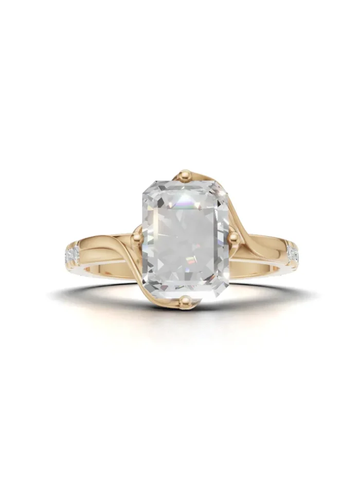 Gleamline Leaf Diamond Band Engagement Ring