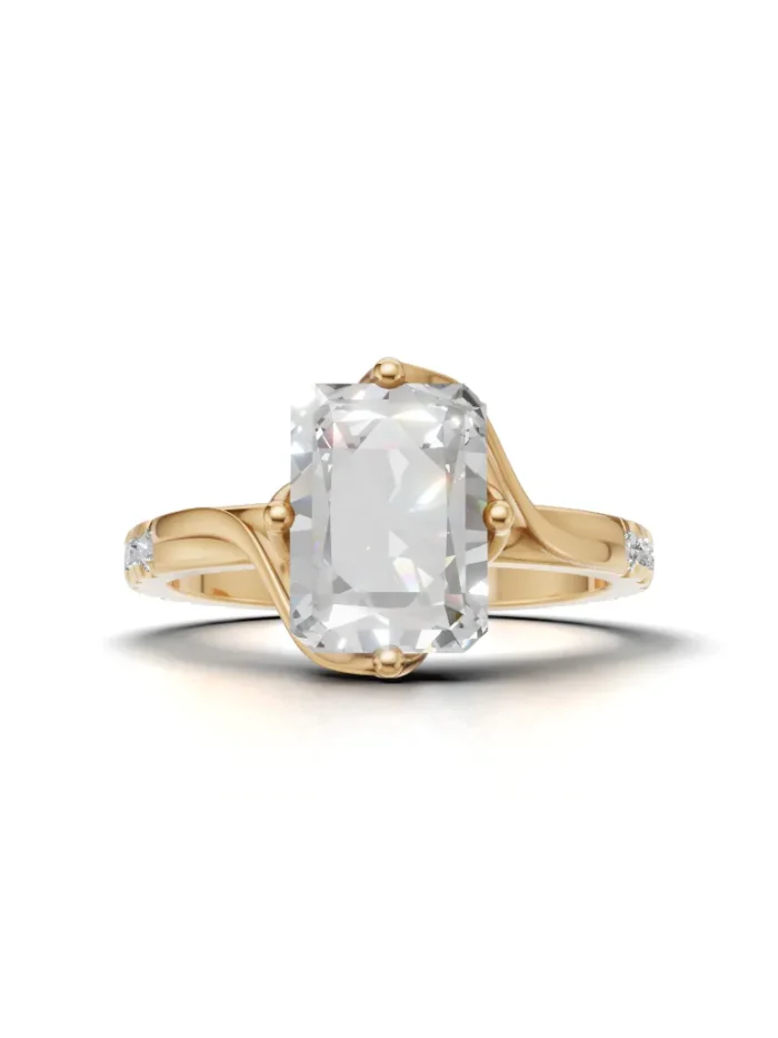 Gleamline Leaf Diamond Band Engagement Ring