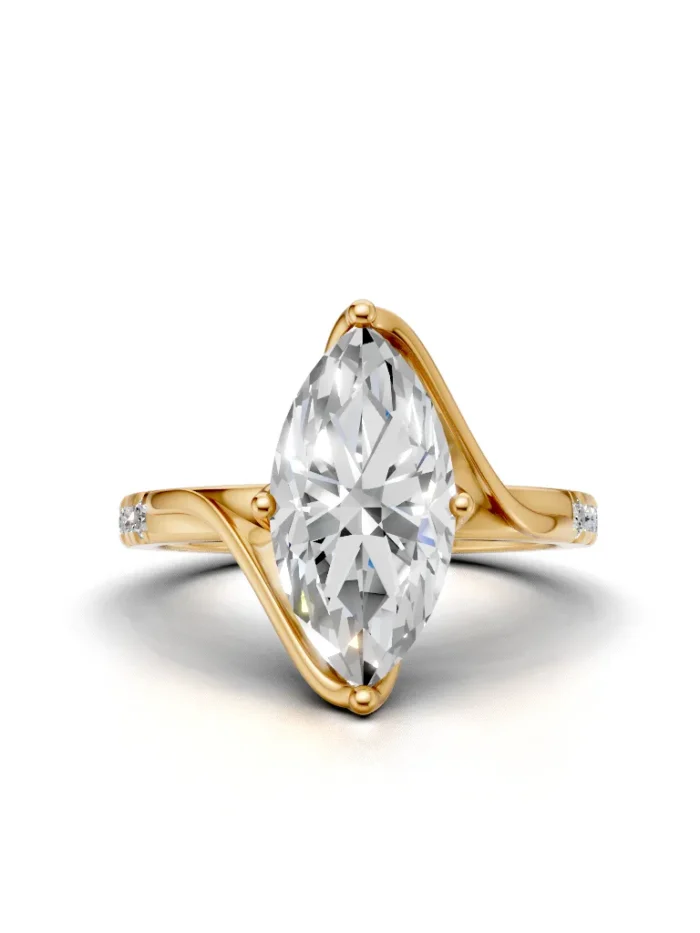 Gleamline Leaf Diamond Band Engagement Ring
