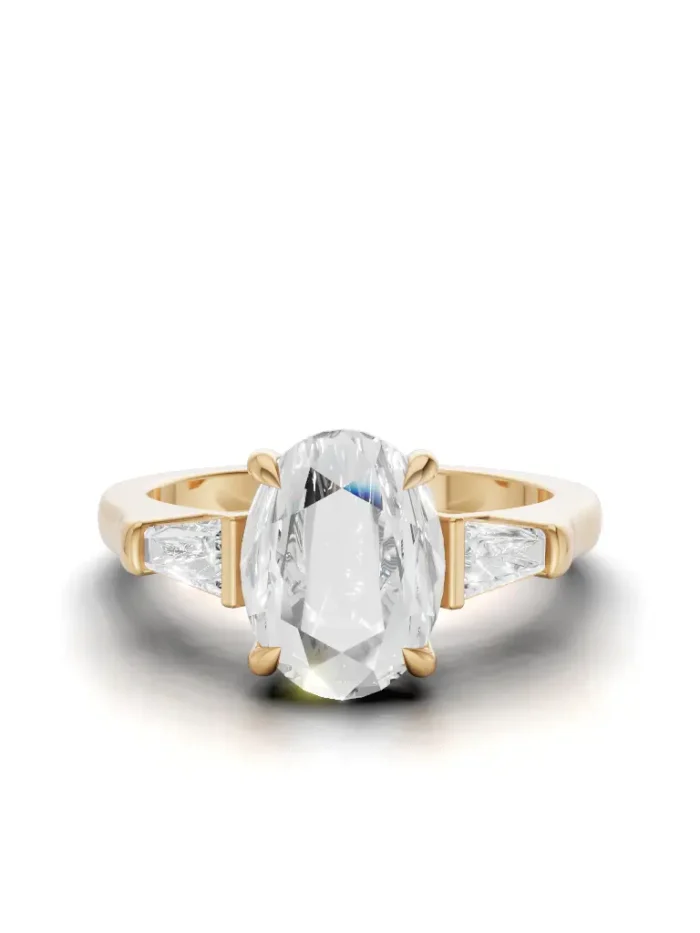 Modern Tapered Shoulder Three-Stone Engagement Ring