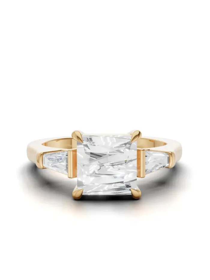 Modern Tapered Shoulder Three-Stone Engagement Ring