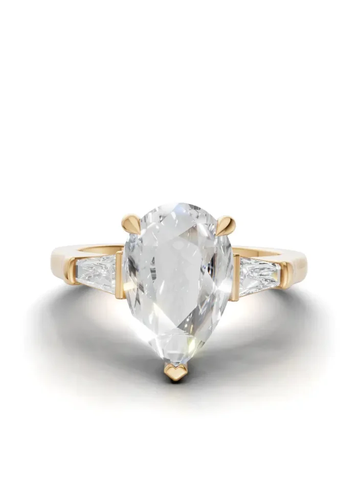 Modern Tapered Shoulder Three-Stone Engagement Ring