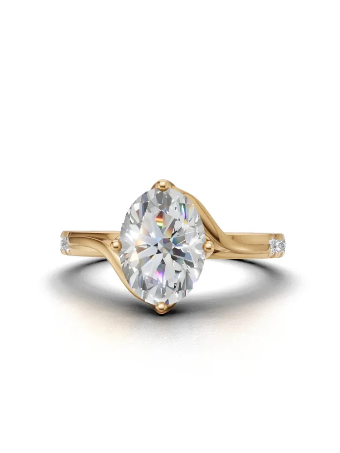 Gleamline Leaf Diamond Band Engagement Ring