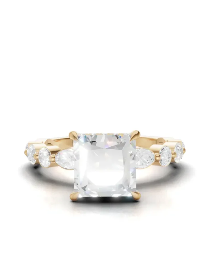 Tudor Crown Hidden Halo Engagement Ring