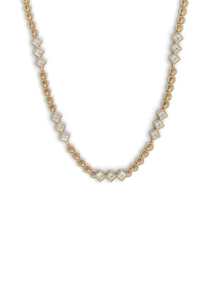 Golden Chevron Diamond Necklace