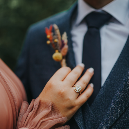 Black and White Floral Minimalist Engagement Invitation